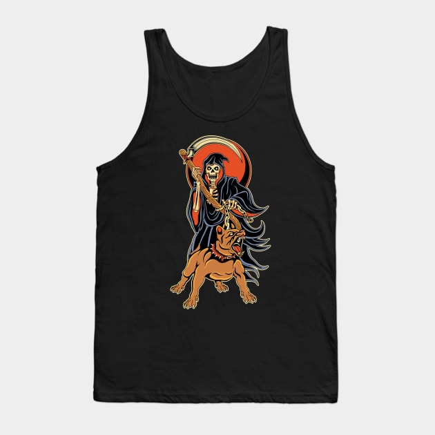 Grim reaper & Dog Tank Top by Abrom Rose